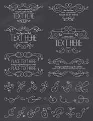 Vintage Calligraphy Chalkboard Flower Design Elements
