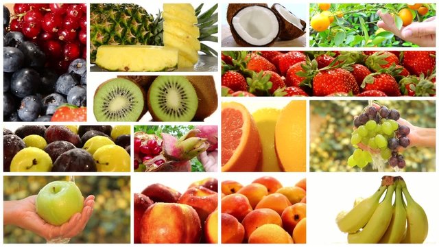 close up of diverse fruits, montage