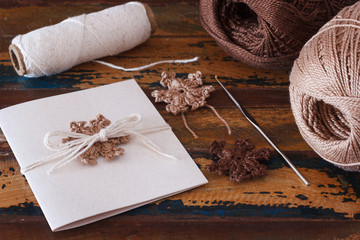 Brown crochet snowflakes for Christmas decoration of handmade gr