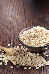 Oatmeal in bowl and near