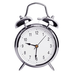 Half past nine on an alarm clock