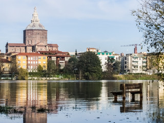 Fototapeta na wymiar Flood of the river Ticino in Pavia on 16th november 2014
