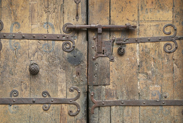 Old wooden gate, Villefranche de Conflent, France.