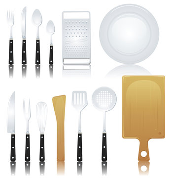 Fork, Knife And Various Kitchenware