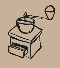 cartoon coffee mill isolated