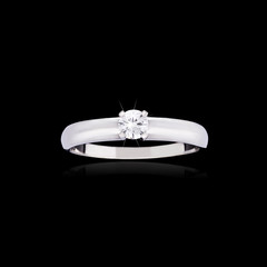 Wedding diamond ring on black background