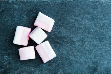 Closeup on marshmallow on stone substrate