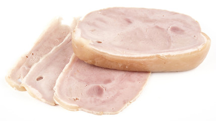 sliced ham isolated