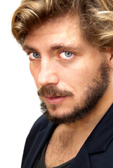 Obraz premium Handsome man with beard and blue eyes