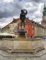 Fototapeta premium Apollo sculpture in the Old Market Square in Poznan, Poland