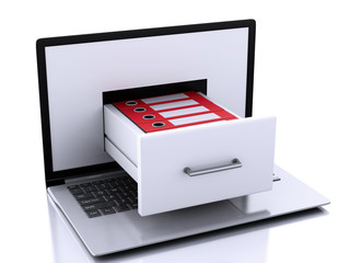 3d Laptop with ring binders. Data storage.