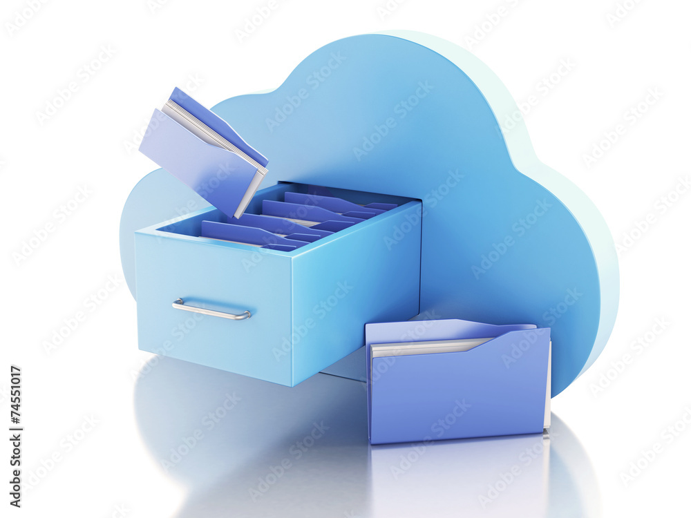 Poster 3d file storage in cloud. cloud computing concept.