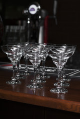 martini glasses on the bar