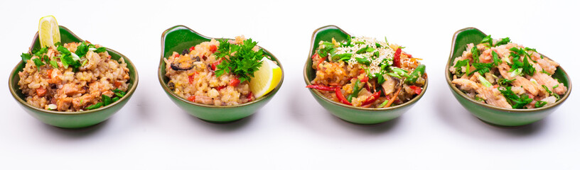 set of four different fried rice