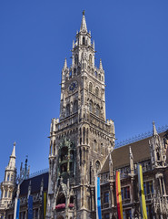Fototapeta na wymiar the tower of the town hall, Munich, Bavaria Germany