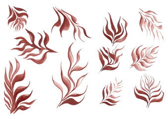 Beautiful watercolor swirls different styles