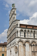 Fototapeta na wymiar San Michele in Foro medieval church facade. Lucca, Italy