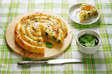 pie with cheese and spinach