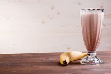 banana chocolate cocktail beside banana