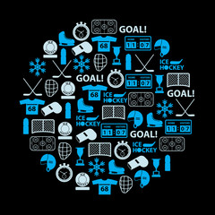 ice hockey sport blue icons set in circle eps10