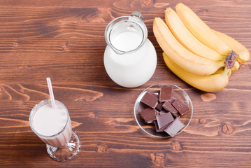 chocolate banana milk shake banana chocolate brown board top vie