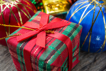 Christmas gift box with christmas balls