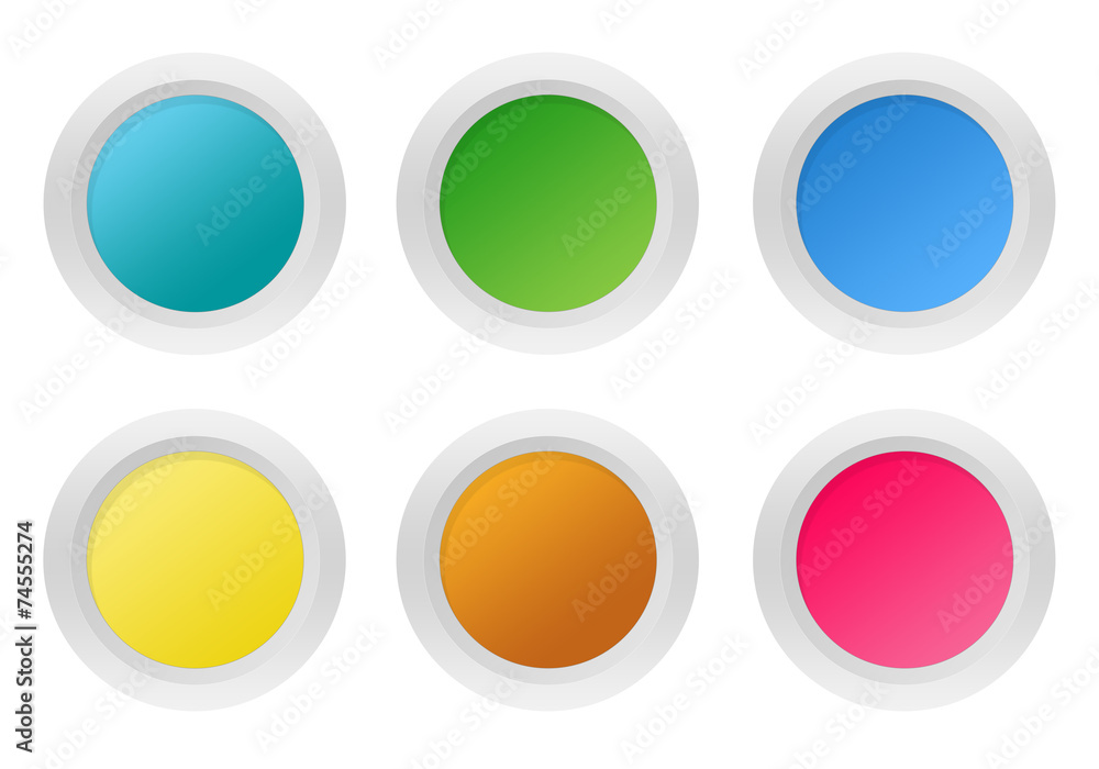 Poster set of colorful rounded buttons