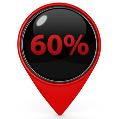 Sixty percent pointer icon on white background