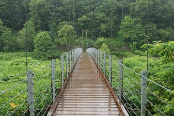 Fototapeta na wymiar Bridge over Hime river in Hakuba, Nagano prefecture, Japan