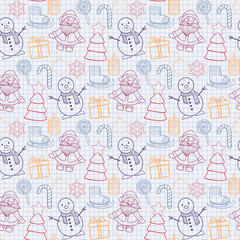 Seamless   Happy New Year and Merry Christmas pattern