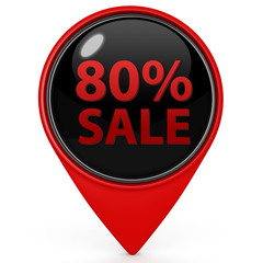 Sale eighty percent pointer icon on white background