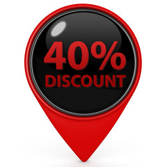 Discount forty percent pointer icon on white background