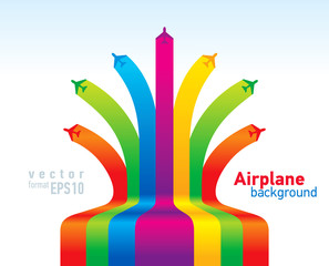 airplane colored takeoff fly