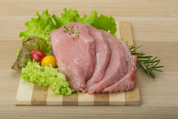 Raw pork schnitzel
