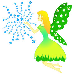 Fairy woman and flowers - spring, vector, fairytale