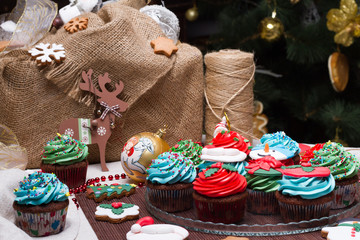 Christmas various gingerbread cookies, cakes, cupcakes.