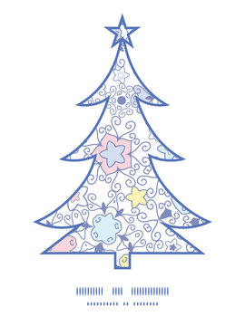 Vector ornamental abstract swirls Christmas tree silhouette
