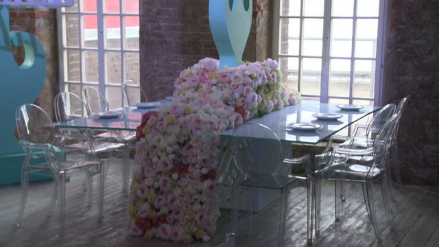 Luxury wedding interior decorated with flowers
