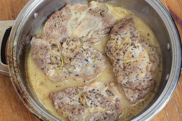 Cooked pork chops.