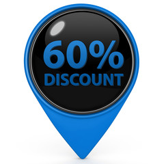 Discount sixty percent pointer icon on white background