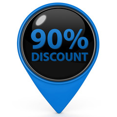 Discount ninety percent pointer icon on white background