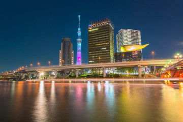 View of Tokyo skyline from Sumida river