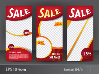Set of flayers Sale, vector print template - 74561670