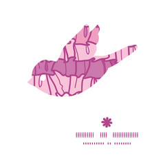 Vector pink ruffle fabric stripes bird silhouette pattern frame