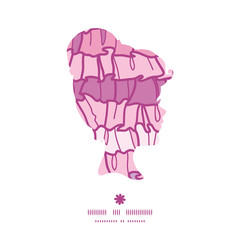Vector pink ruffle fabric stripes girl portrait silhouette