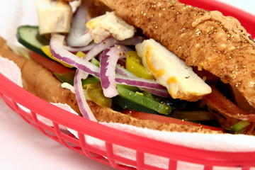Warm Chicken And Vegetable Sub Sandwich