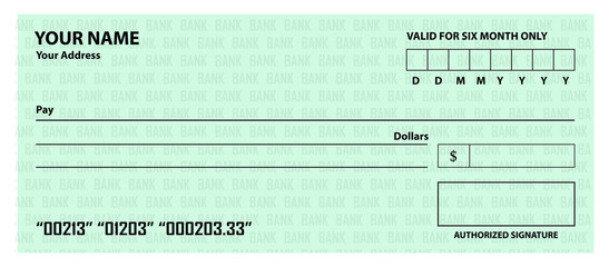 Bank check template