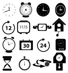 Alarm clock time icons set