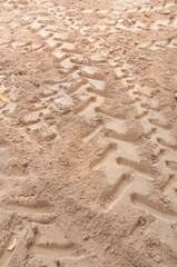 Tractor trail closeup on the ground