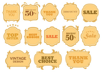 Vintage Labels and signs with Retail Sales Messages